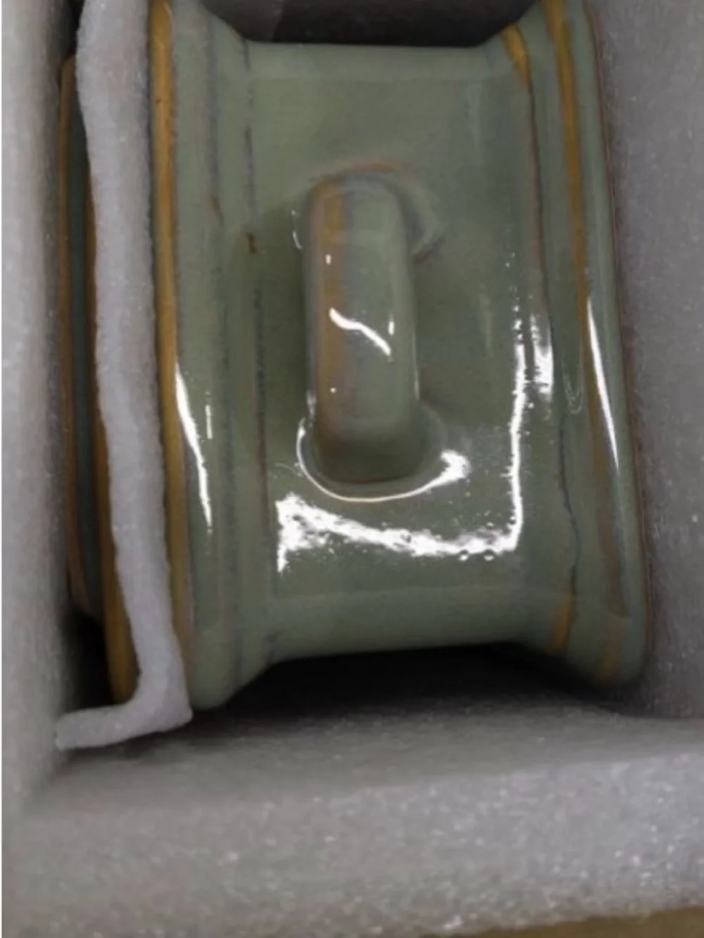 Glazed Ceramic Butter Dish with Raised Lettering